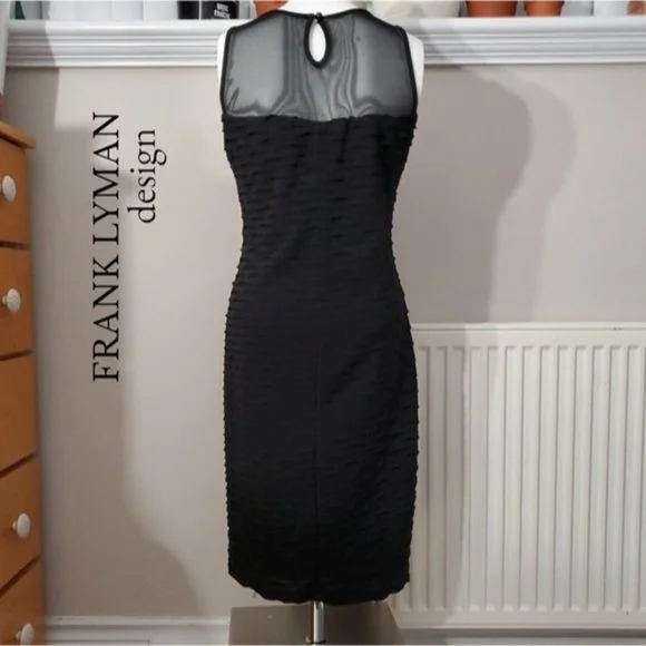 FRANK LYMAN Metallic Beaded Ring Neck Sweetheart Chiffon Tiered Dress- S… - Picture 3 of 15